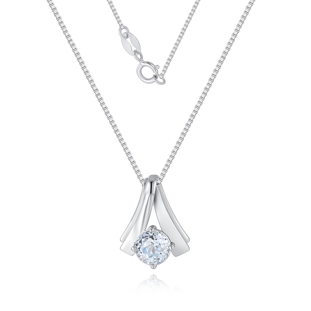 Modern Stainless Steel Necklace with Sparkling Round White Crystal