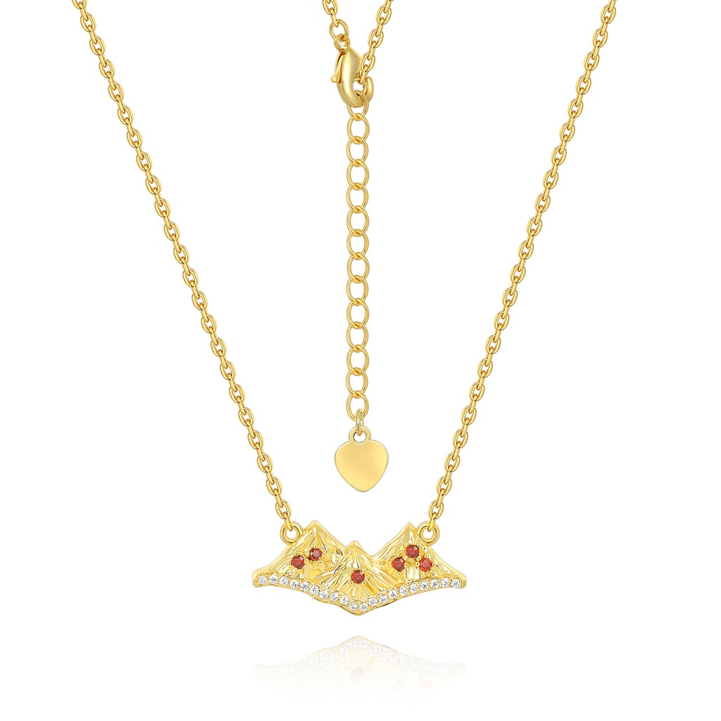Mountain-Inspired Gold Necklace with Red and White Crystals