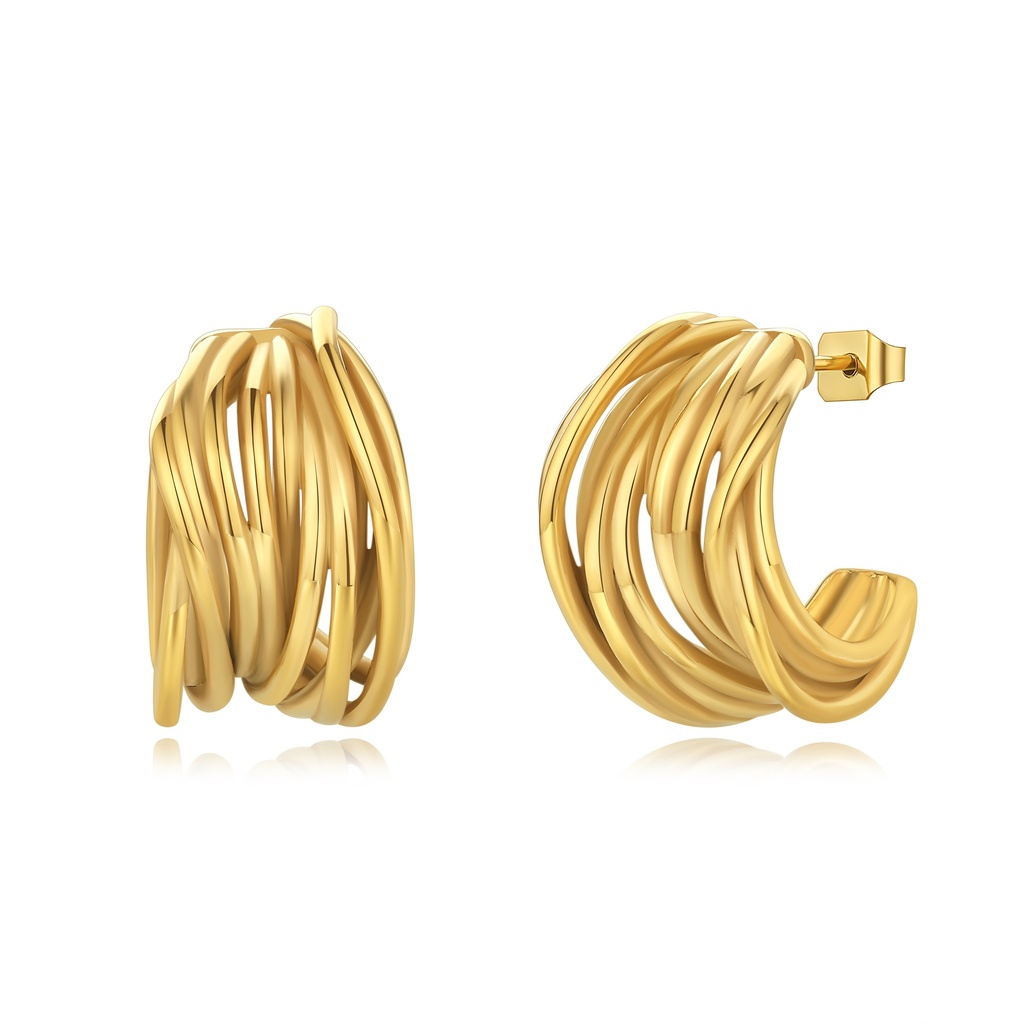 Multi-Layer Gold Stainless Steel Hoop Earrings Without Stones