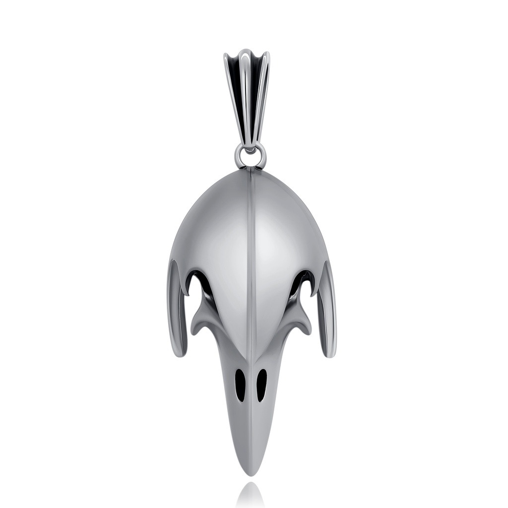 Mystical raven skull pendant with gothic edge and sleek detail.