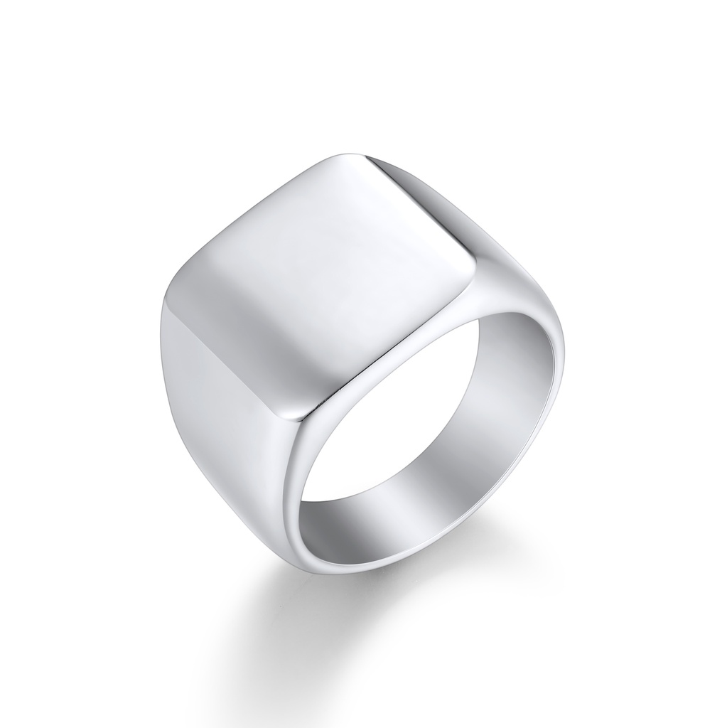 Bold Polished Square Stainless Steel Ring for Statement Style