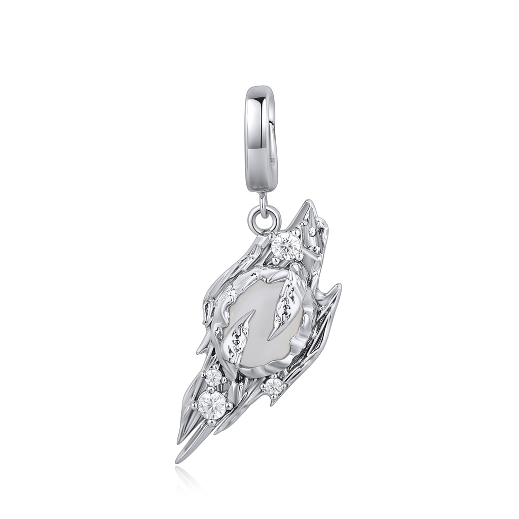 Nature-Themed Abstract Charm with Crystals and Leaf Details