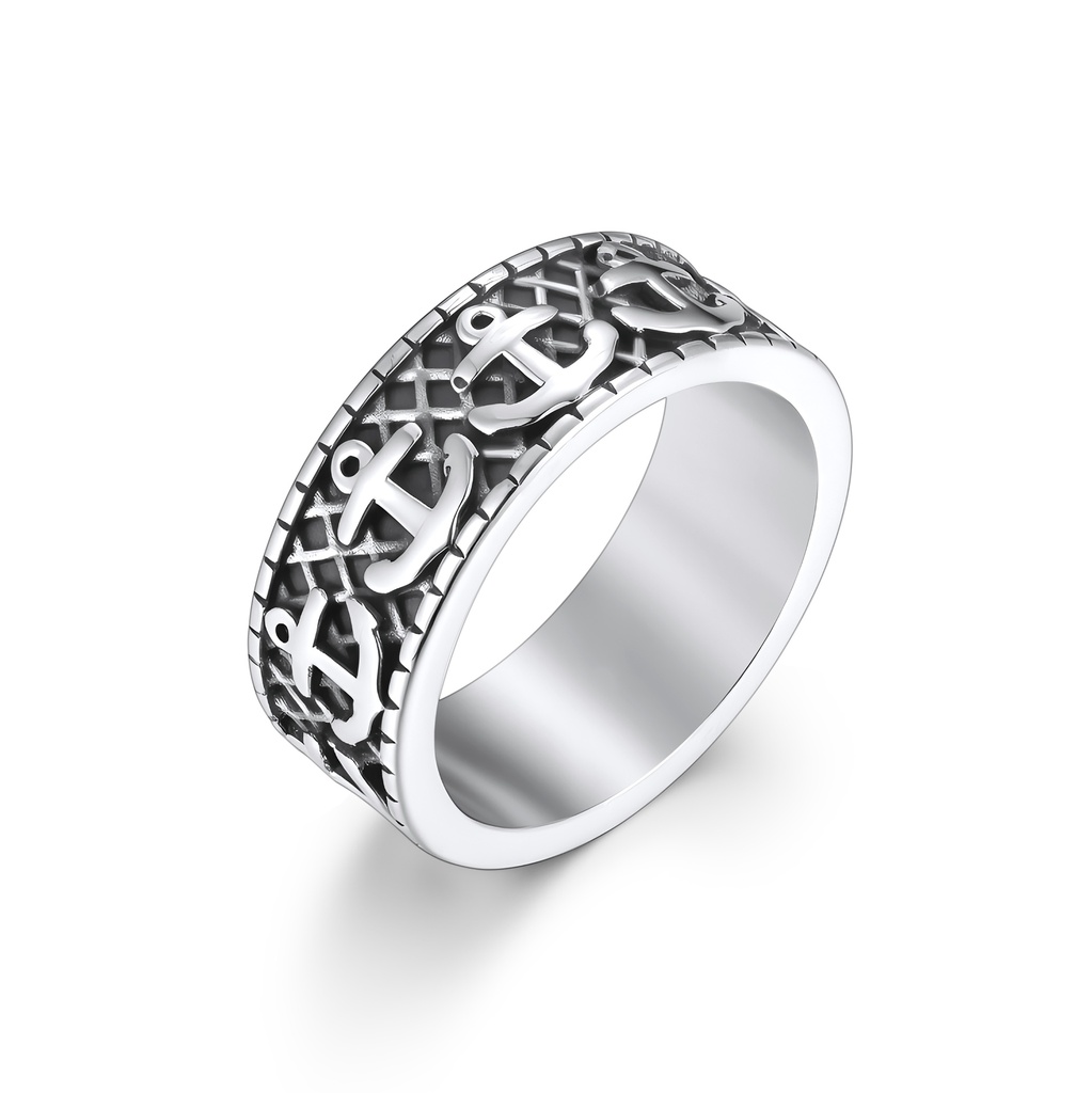 Nautical Anchor Stainless Steel Men’s Ring for Bold Style