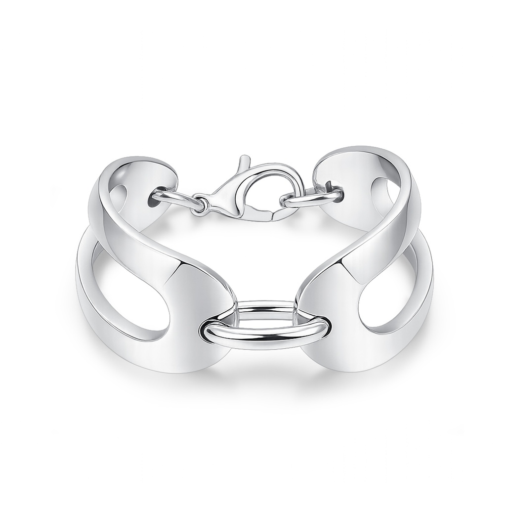 Bold Polished Stainless Steel Cutout Link Bracelet for Women