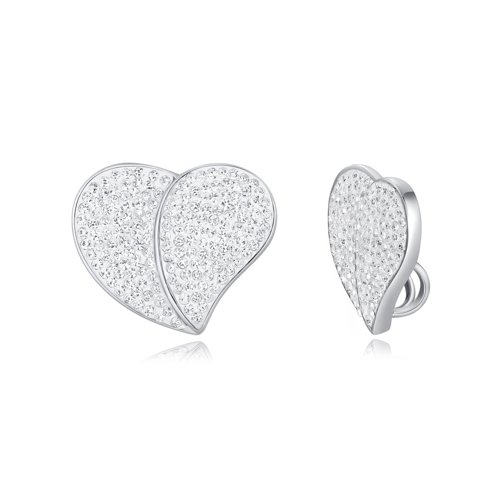 Overlapping Double Heart Earrings with Shimmering Crystal Accents