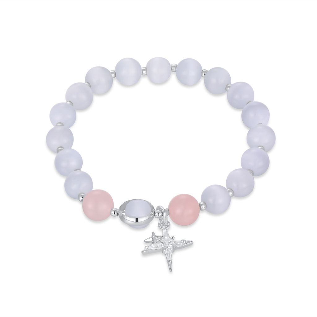Pastel charm bracelet with aircraft pendant and soothing round beads