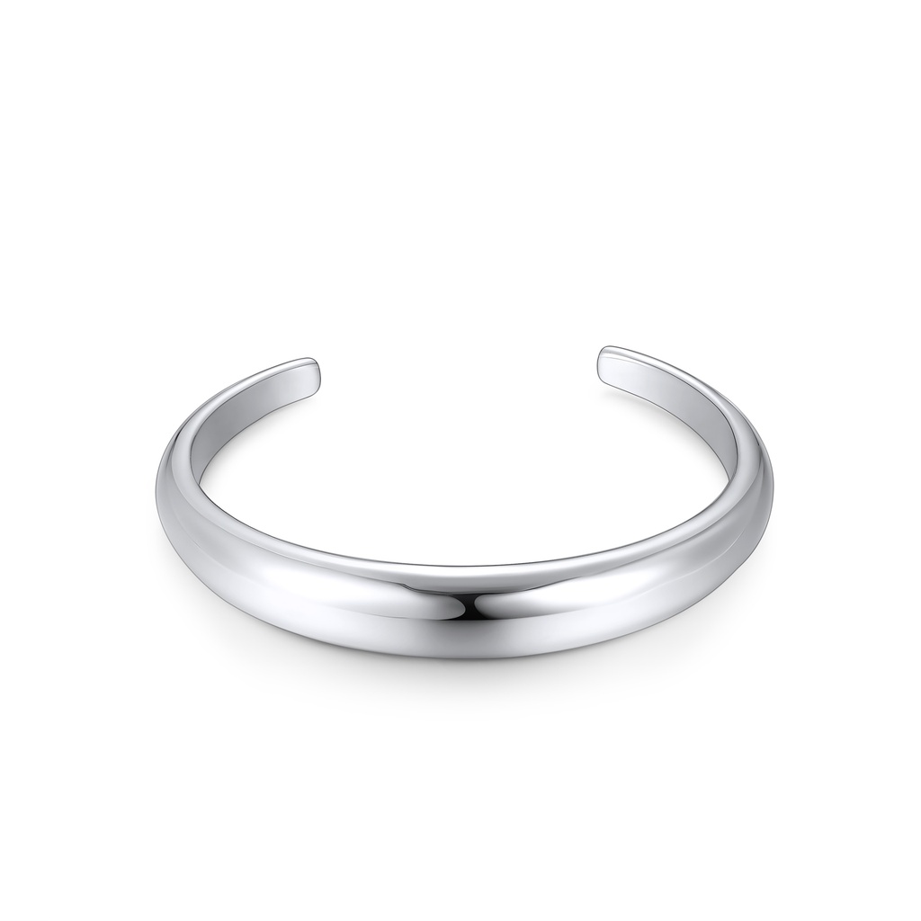 Polished Domed Stainless Steel Bangle Bracelet for Minimalist Elegance