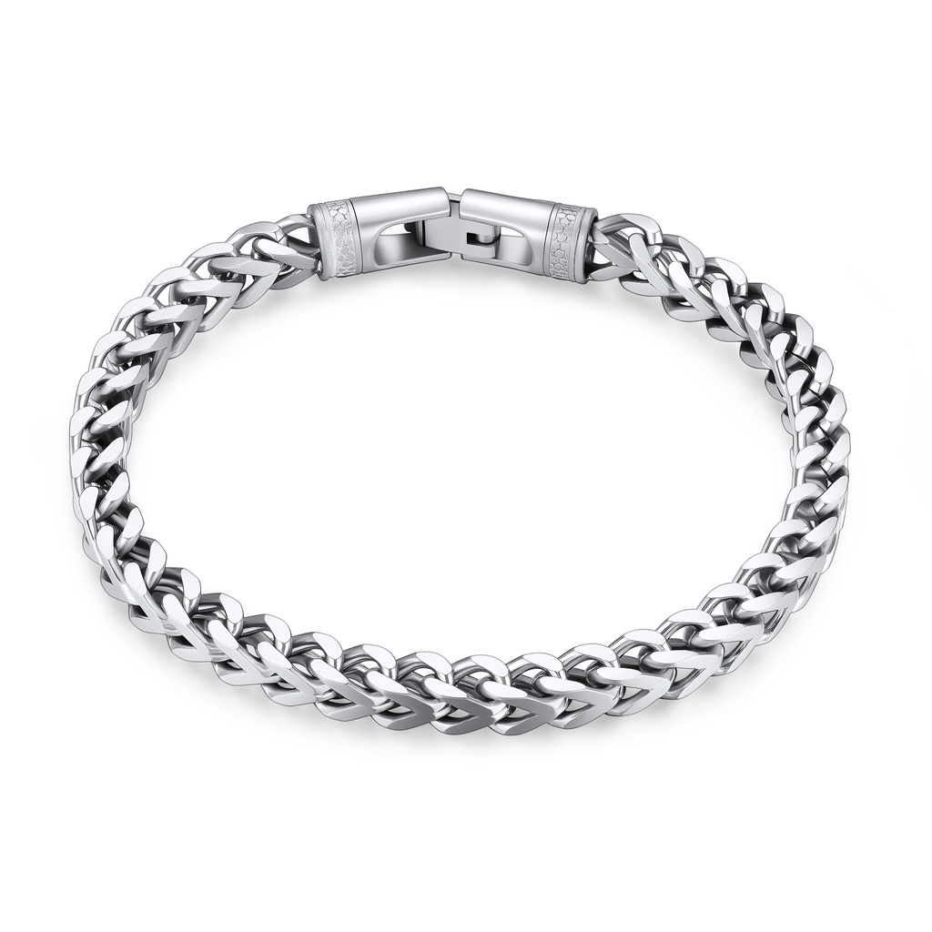 Polished Stainless Steel Chain Bracelet – Sleek, Durable, Classic Men's Style