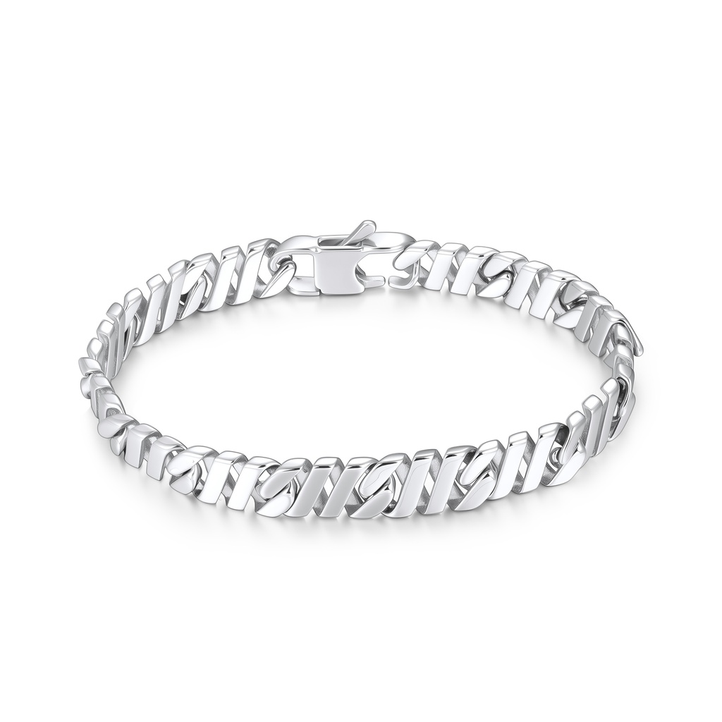 Polished Stainless Steel Cuban Link Chain Bracelet for Men Women