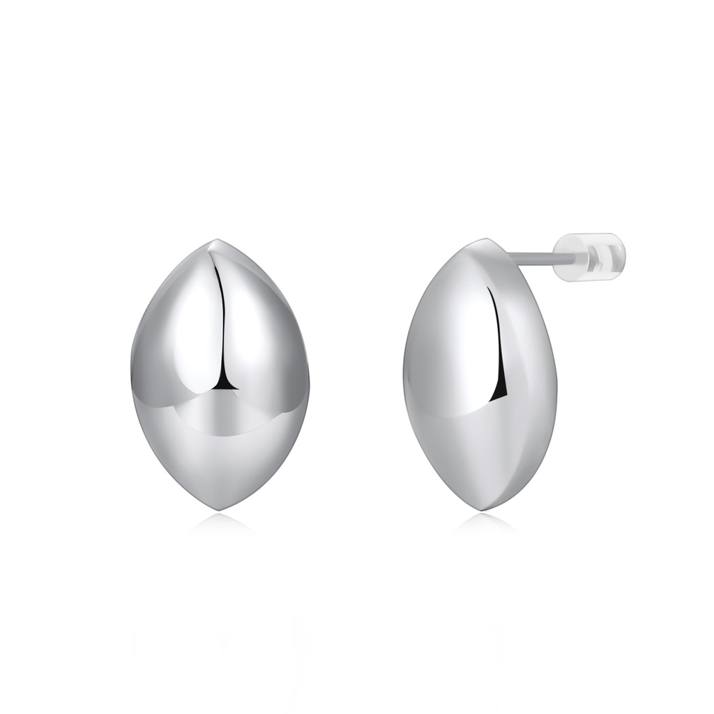 Polished Stainless Steel Teardrop Stud Earrings