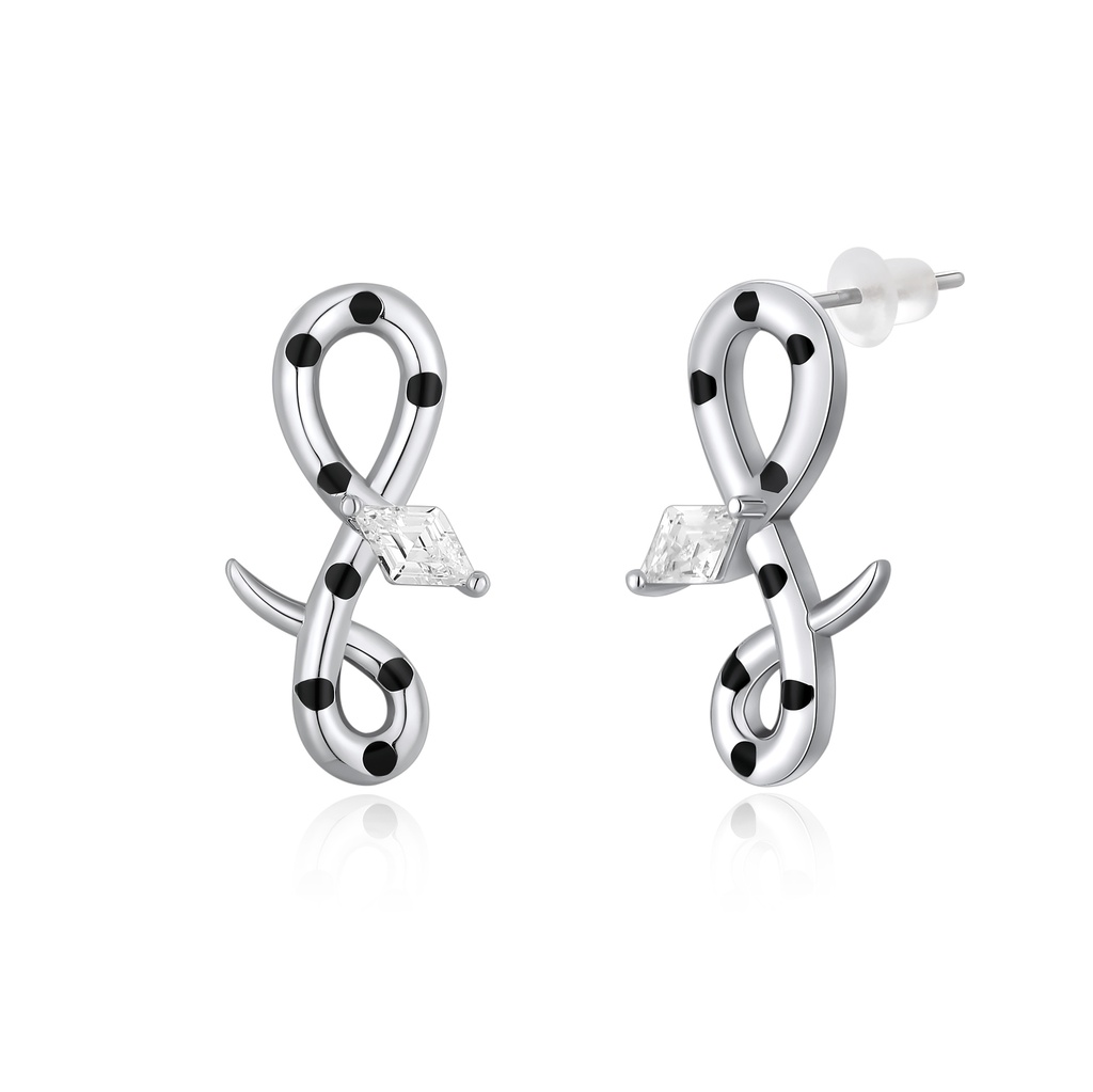 Polka Dot Infinity Earrings with White Stone Accent