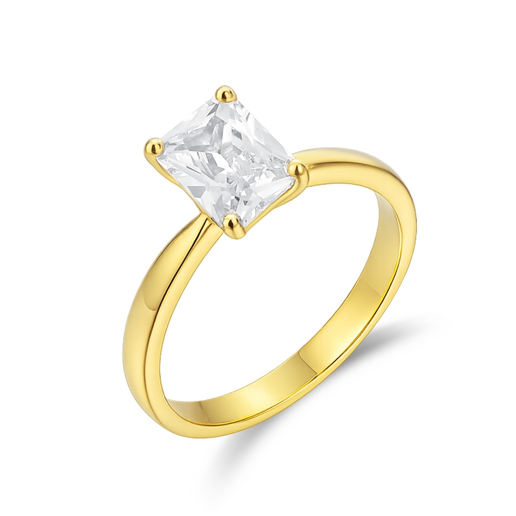 Princess Cut Gold Stainless Steel Promise Ring for Women