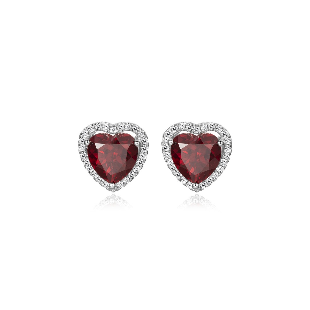 Radiant Ruby Love Stud Earrings