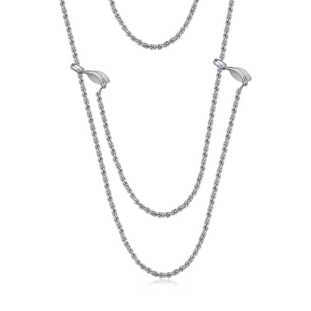 Rope Chain Necklace with Leaf-Like Sliders