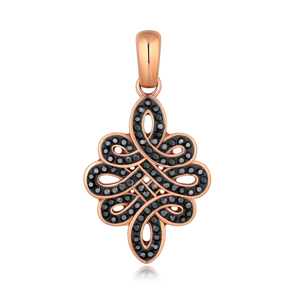 Rose Gold Black Crystal Stainless Steel Pendant Necklace