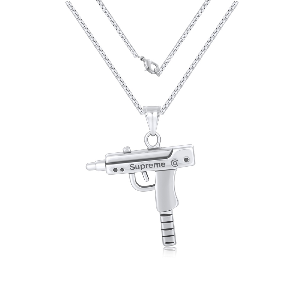 Bold Stainless Steel Gun Pendant Necklace with Urban Street Style