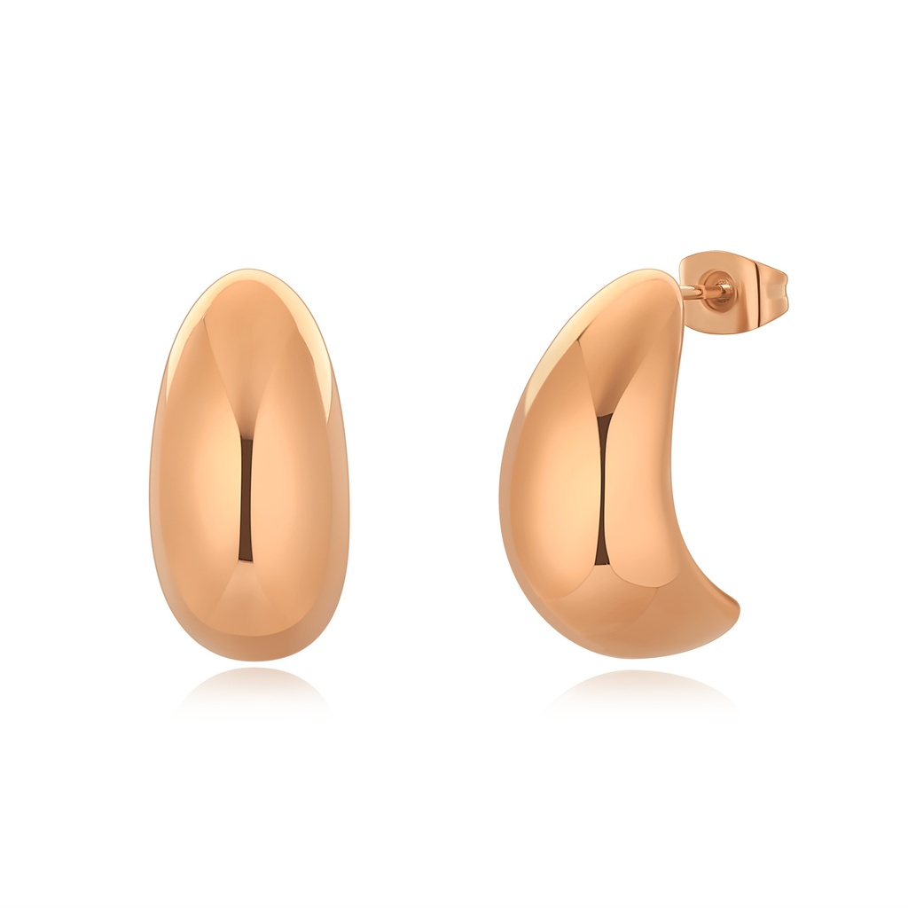 Rose Gold Stainless Steel Chunky Curved Hoop Statement Earrings