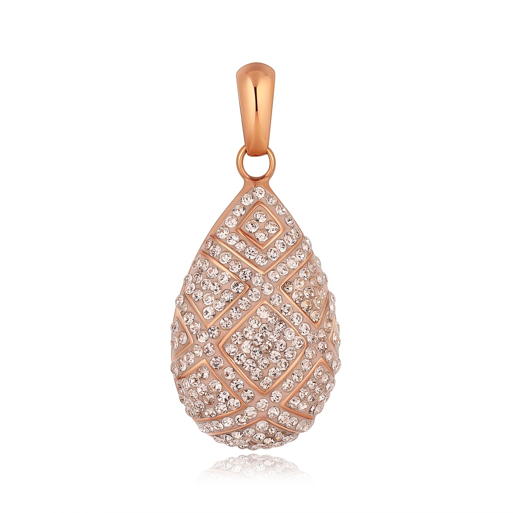Rose Gold Teardrop Pendant with Brilliant Crystal Inlay