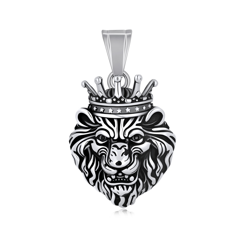 Royal lion pendant crowned with stars, made for statement power.