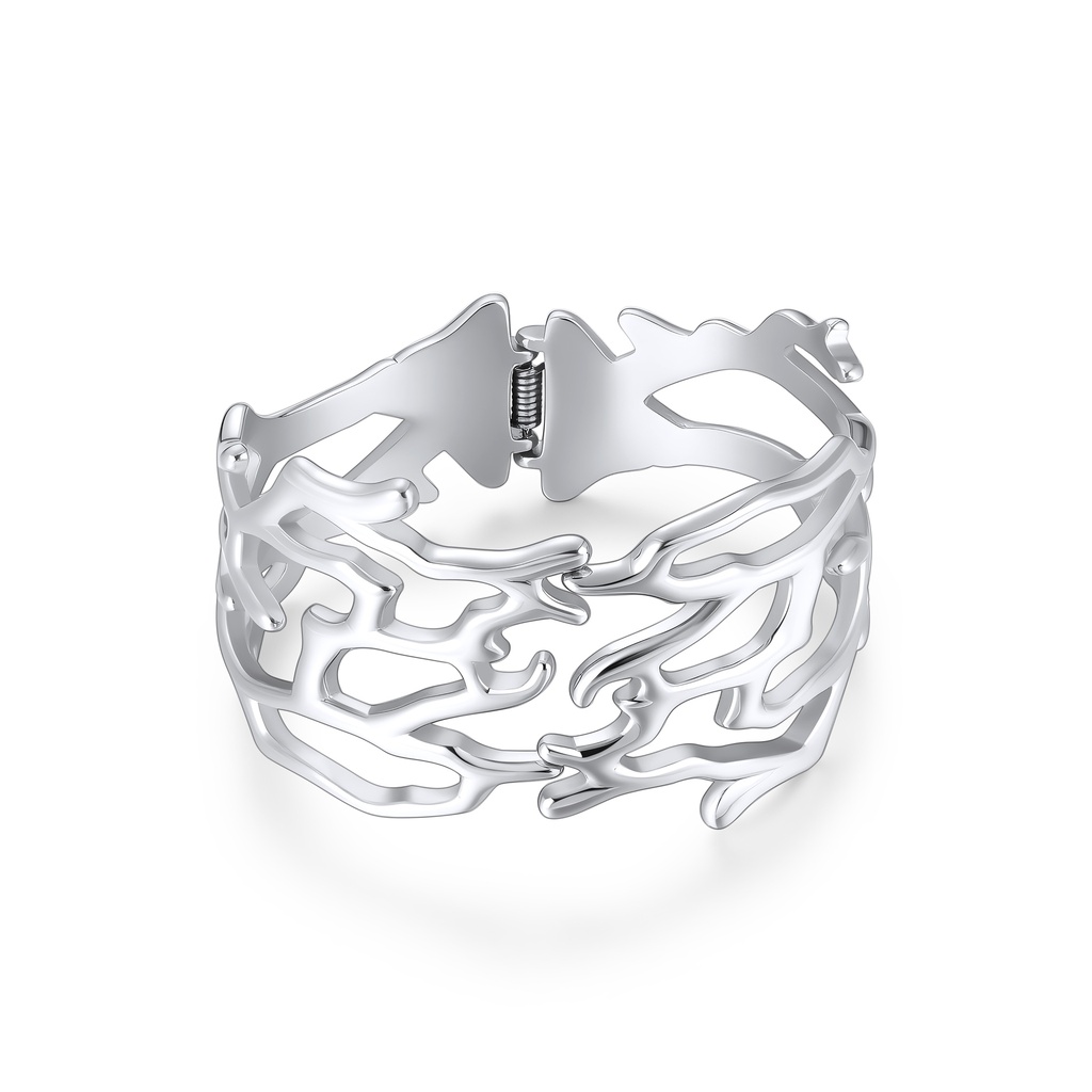 Sculpted Stainless Steel Bracelet – Modern, Bold, Artistic, Durable Design
