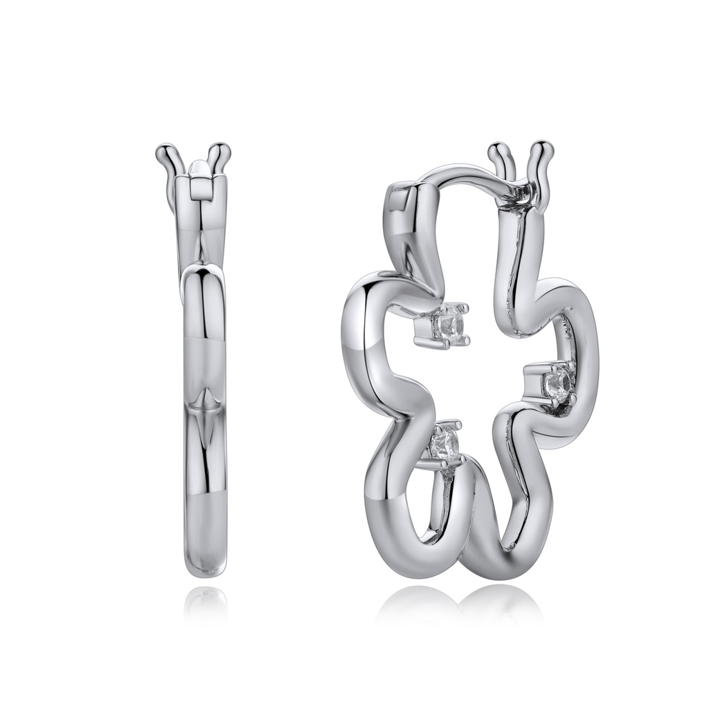 Sculptural Silver Hoop Earrings with Modern Contour