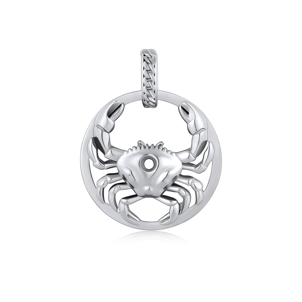 Silver Cancer Zodiac Pendant Stainless Steel Astrology Necklace Charm