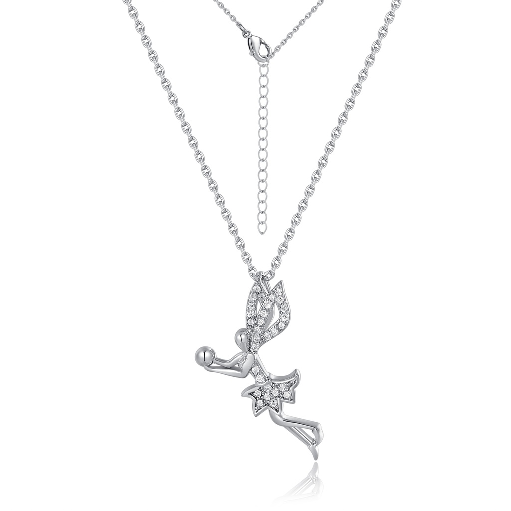 Silver Fairy Pendant Necklace with Sparkling Magic Wand Detail