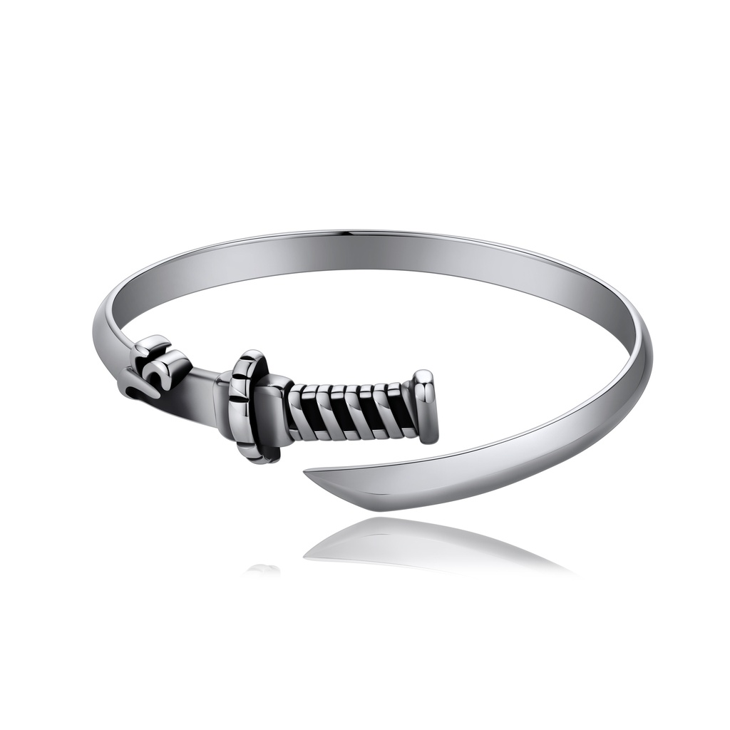 Bold Stainless Steel Samurai Sword Inspired Cuff Bracelet