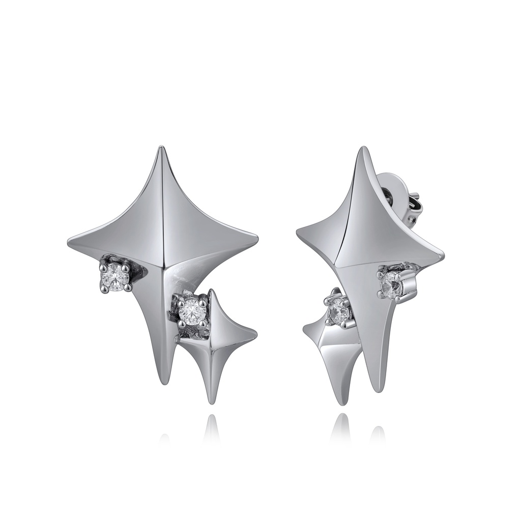 Silver Starburst Earrings with Cubic Zirconia