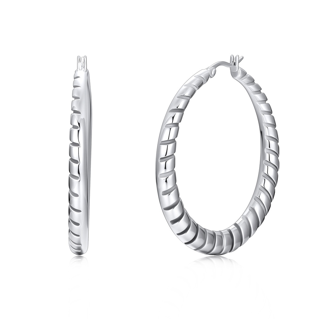 Silver Twisted Hoop Earrings with Spiral Detailing for Unique Flair