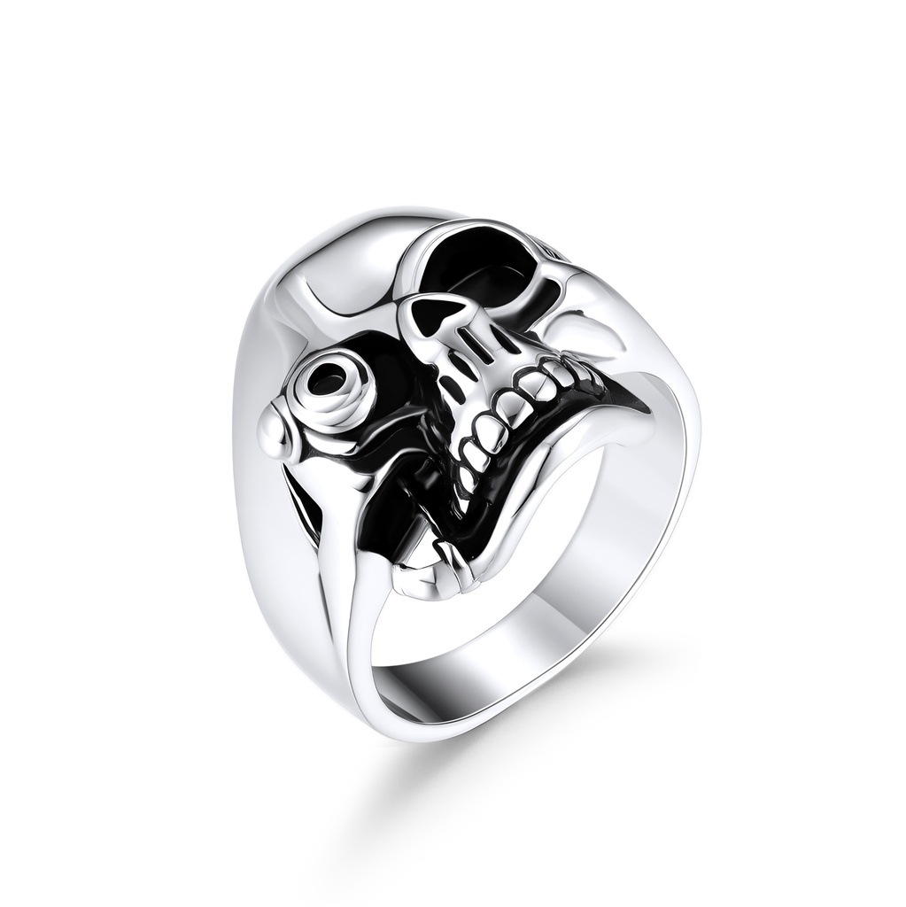 Bold Stainless Steel Skull Ring with Gothic Punk Rock Style