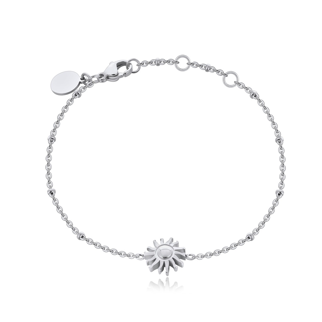 Silver-Plated Sun Charm Bracelet with Stainless Steel Chain
