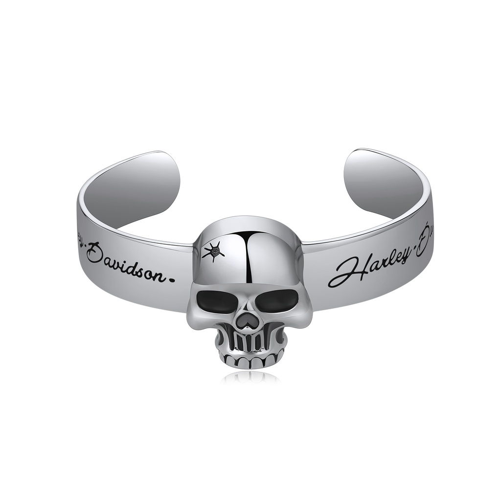 Skull Engraved Stainless Steel Bangle Bracelet