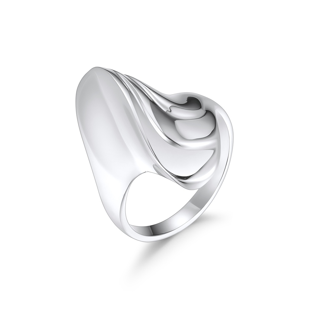 Sleek Abstract Wave Stainless Steel Ring for Modern Elegance