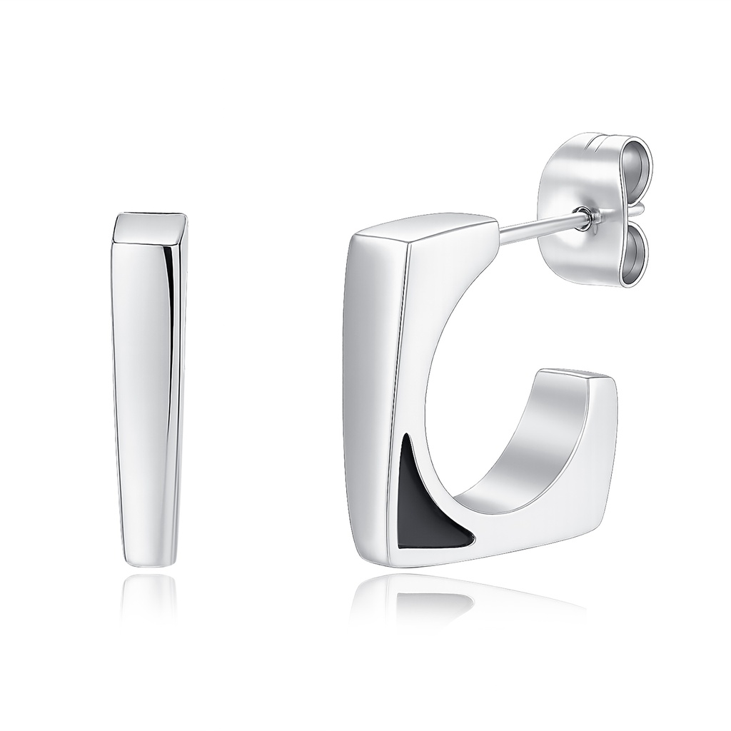 Sleek Geometric Stainless Steel Stud Earrings for Modern Minimalist Style