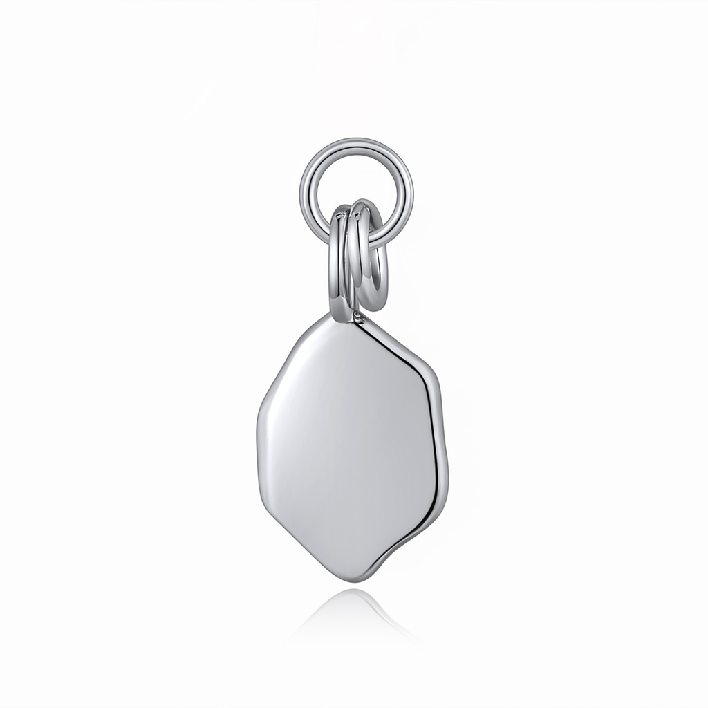 Sleek Modern Tag Pendant in Polished Silver Finish