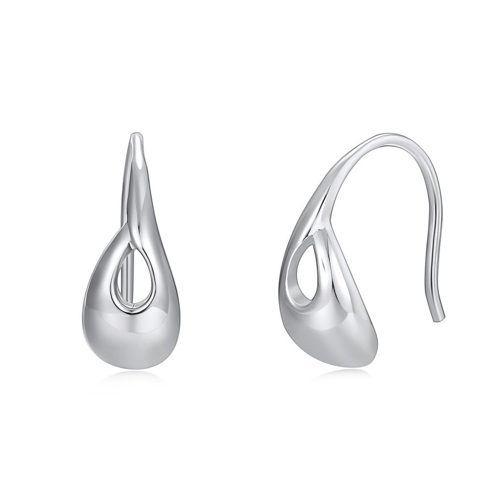 Sleek Stainless Steel Teardrop Earrings with Artistic Openwork Design