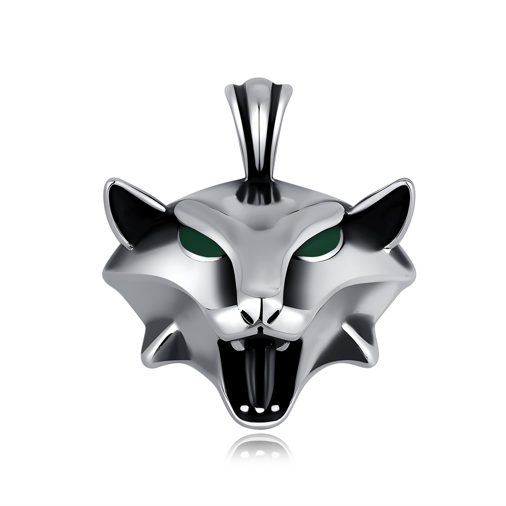 Sleek panther pendant with green eyes and bold, modern edge.
