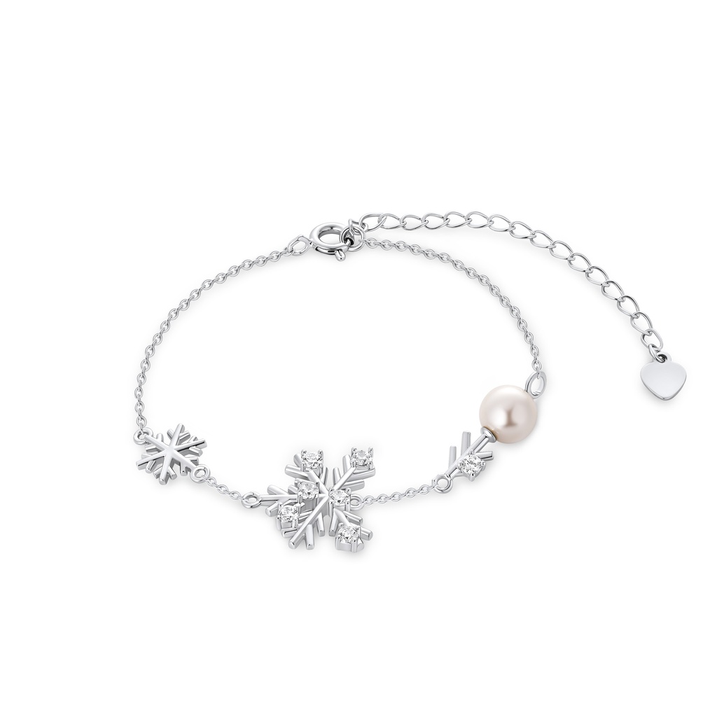 Snowflake Pearl Chain Bracelet for Elegant Winter Charm