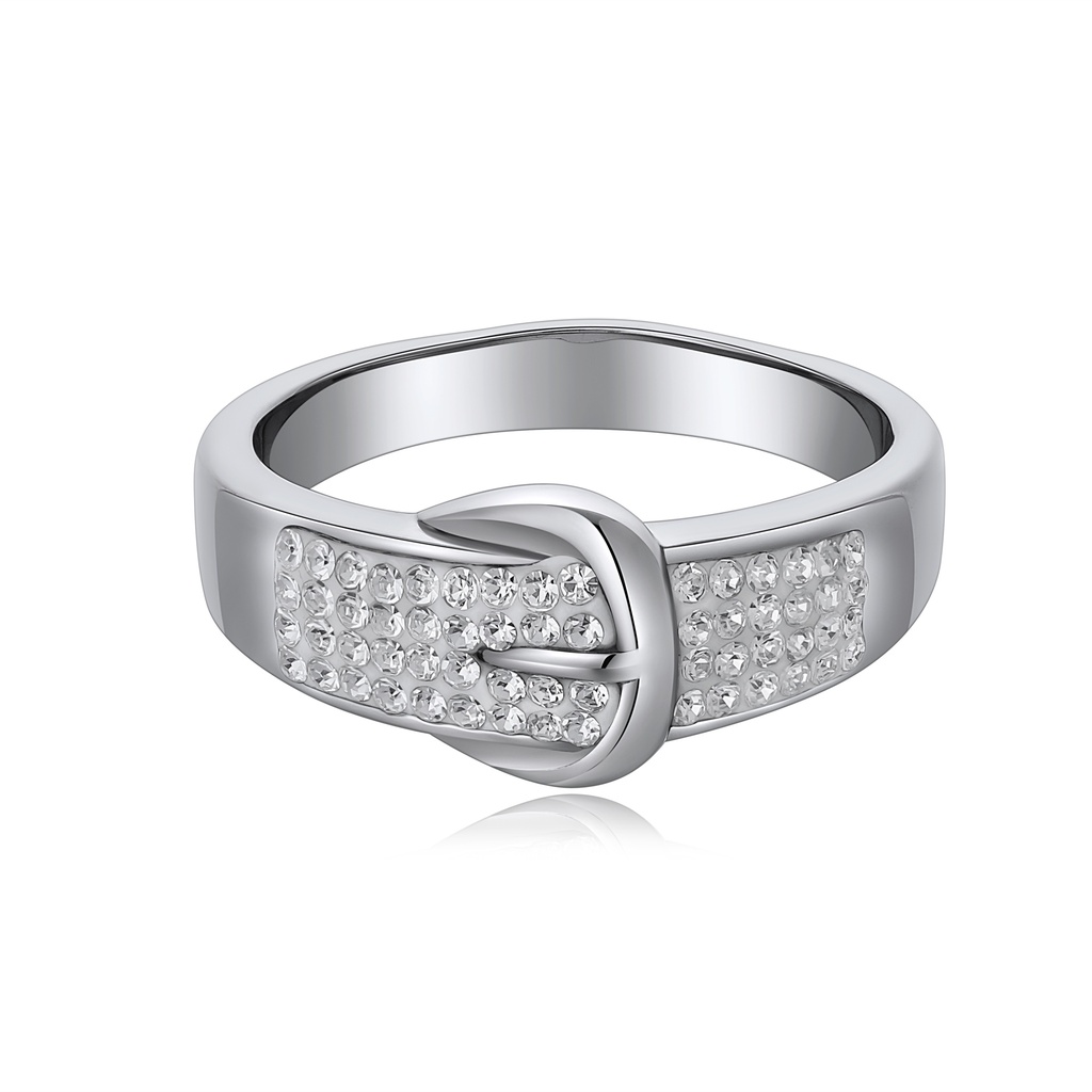 Sparkling Buckle-Inspired Stainless Steel Ring