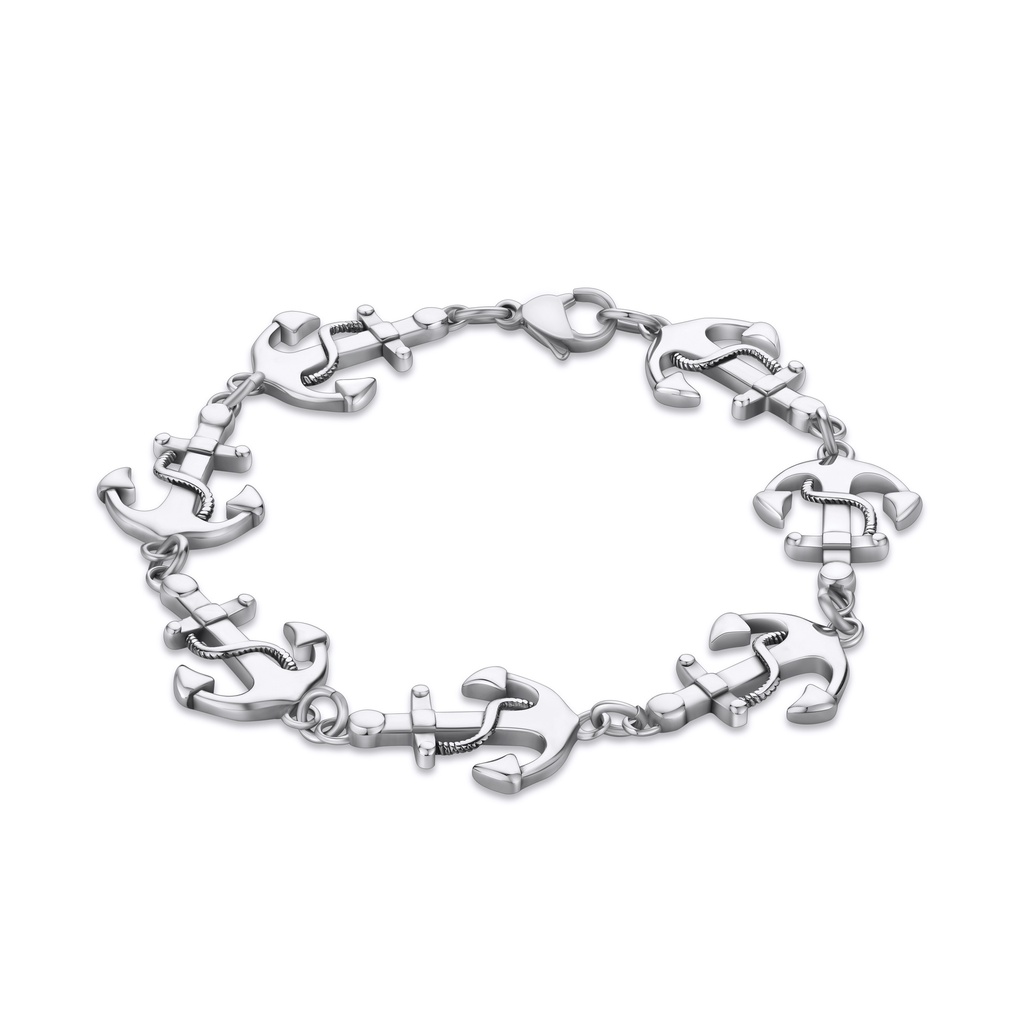 Stainless Steel Anchor Link Bracelet with Nautical Design