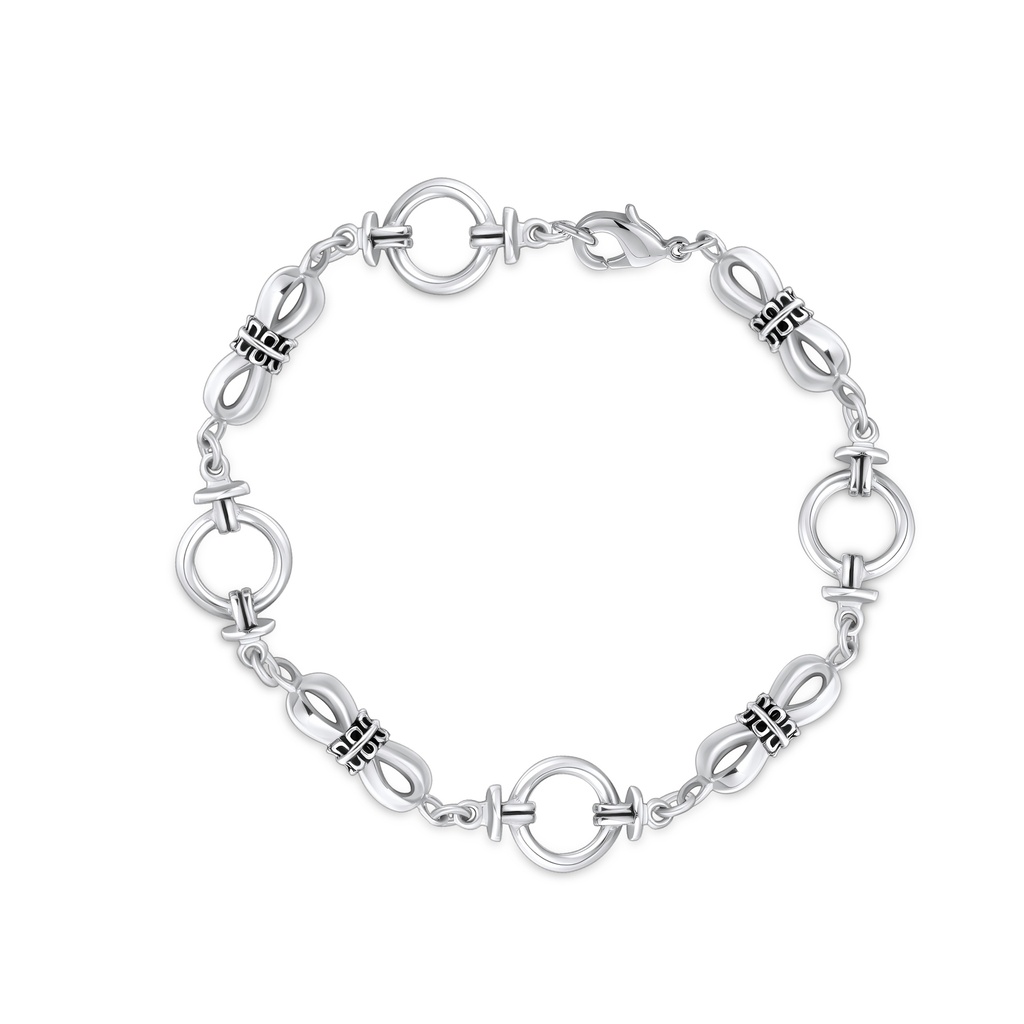 Stainless Steel Bracelet with Circles and Infinity Symbols