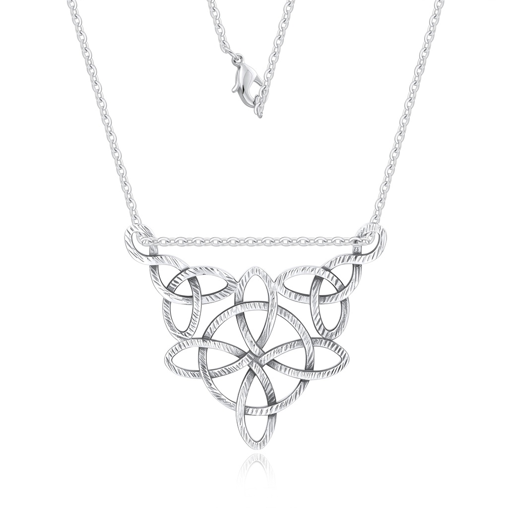 Stainless Steel Celtic Knot Pendant Necklace with Intricate Weaving Design
