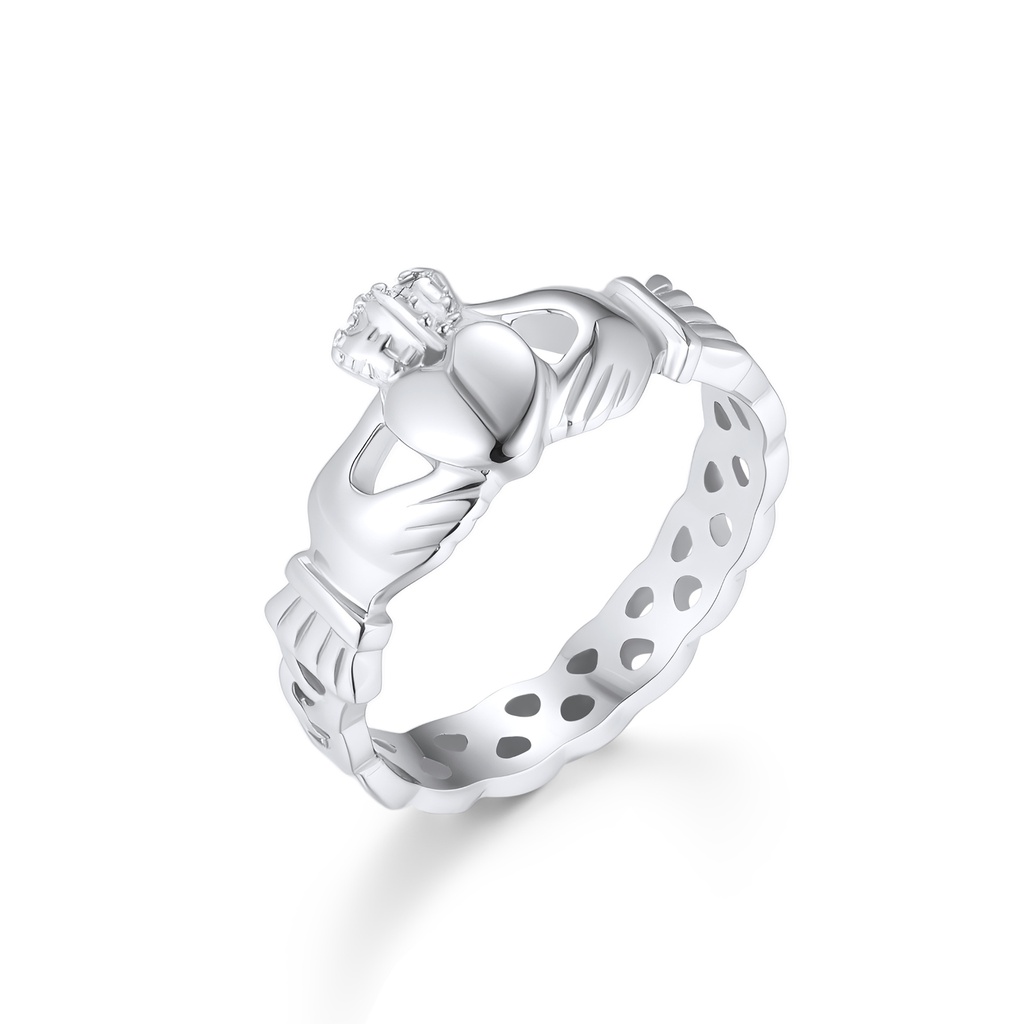 Stainless Steel Claddagh Ring with Heart, Crown, and Hands