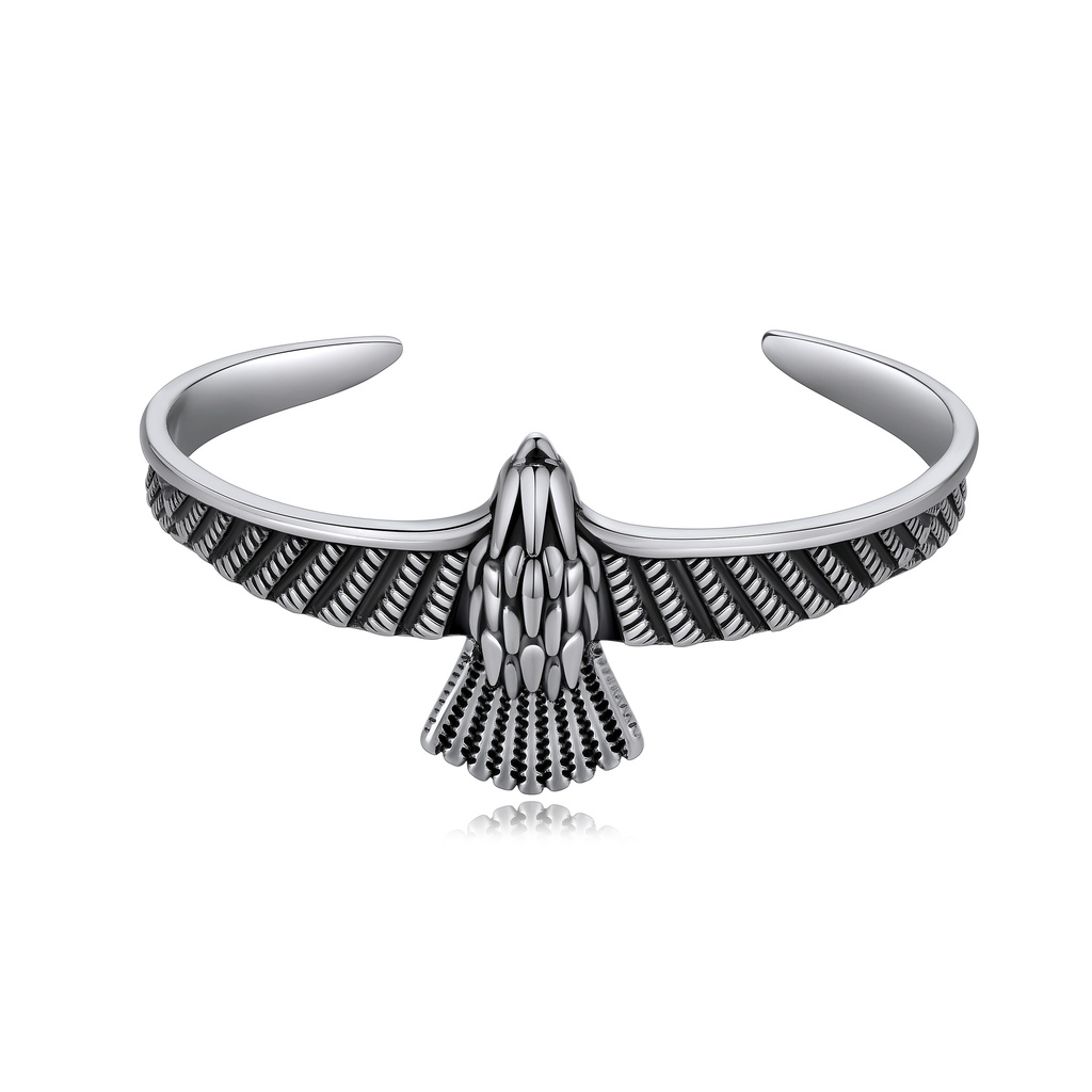 Stainless Steel Eagle Design Open Cuff Vintage Style Bracelet