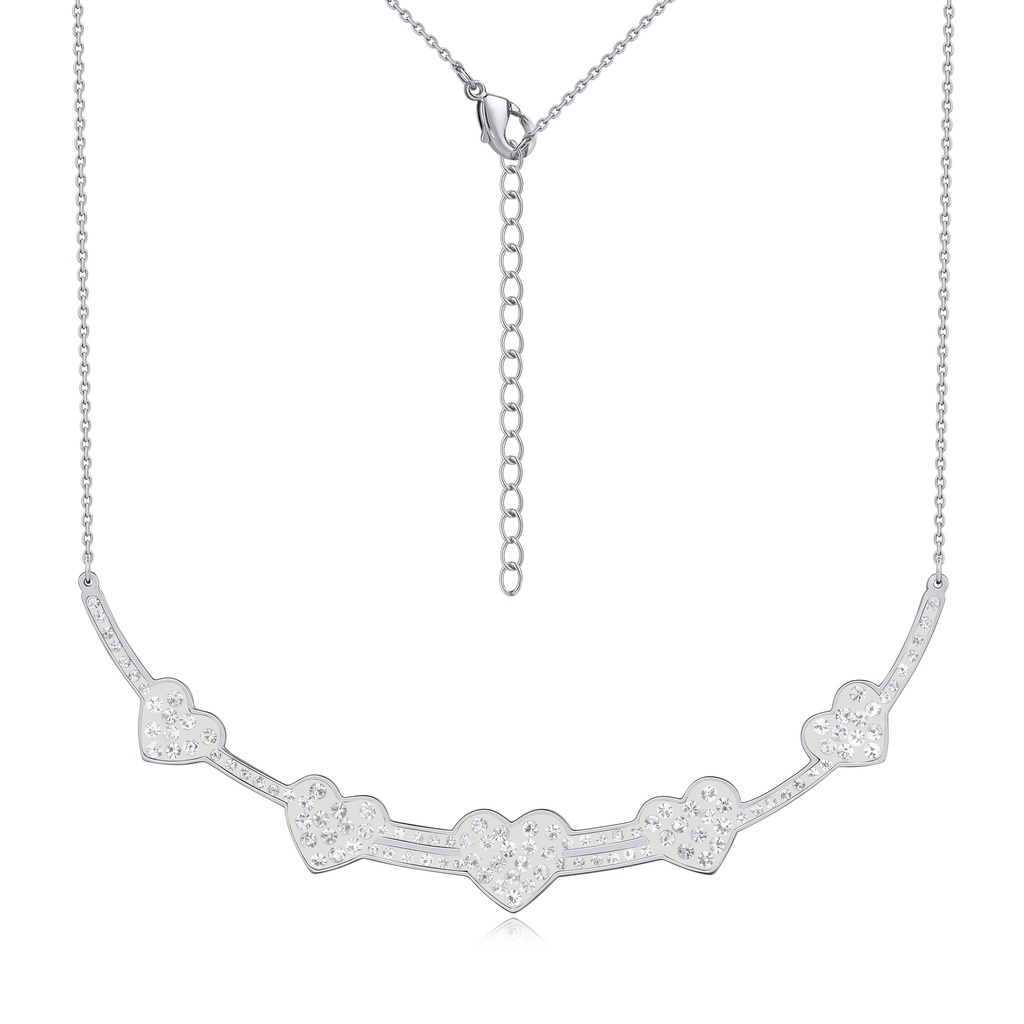 Stainless Steel Heart Necklace with Sparkling Crystal Inlay Design