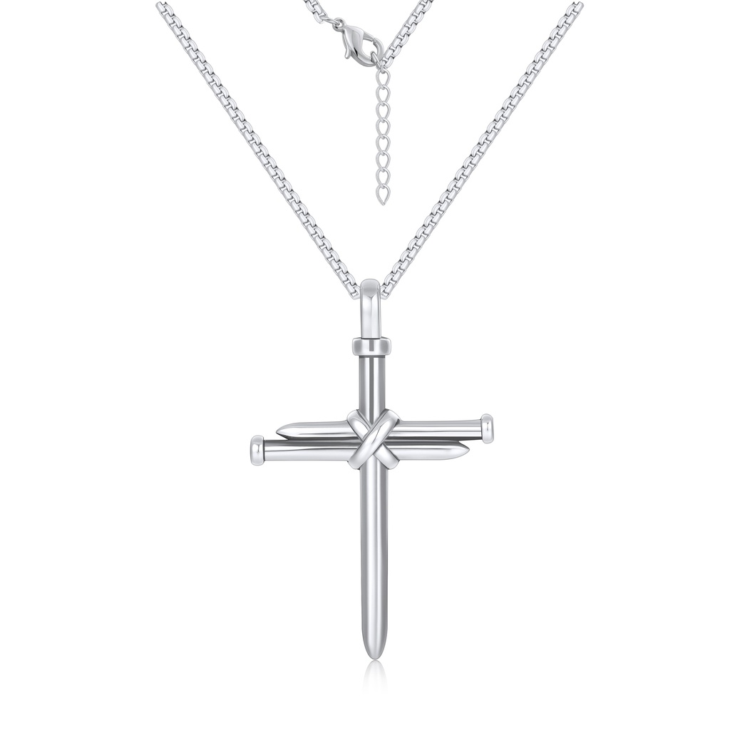 Stainless Steel Nail Cross Pendant Necklace for Faithful Expression