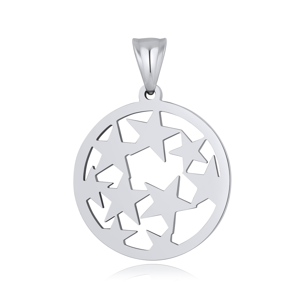 Stainless Steel Pendant with Geometric Star Cutout Pattern