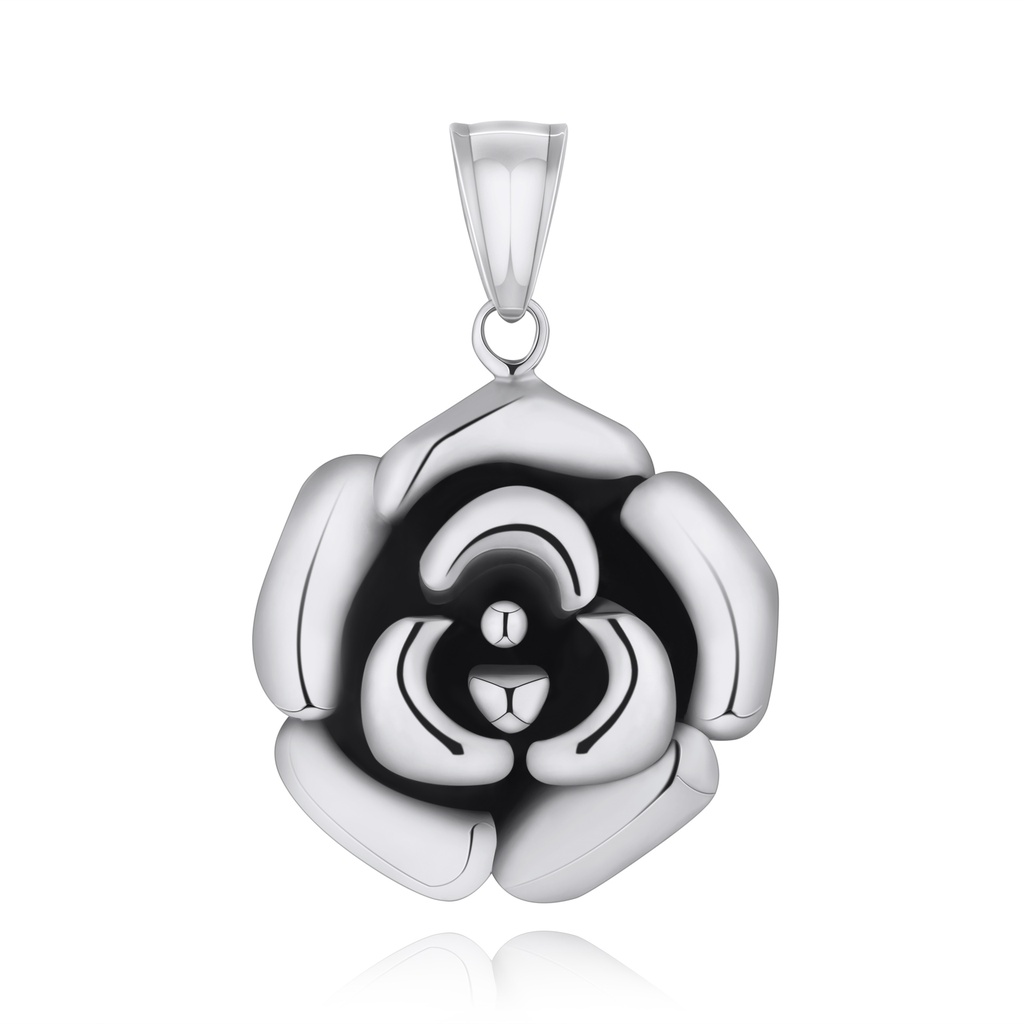 Stainless Steel Rose Flower Pendant Elegant Polished Floral Jewelry