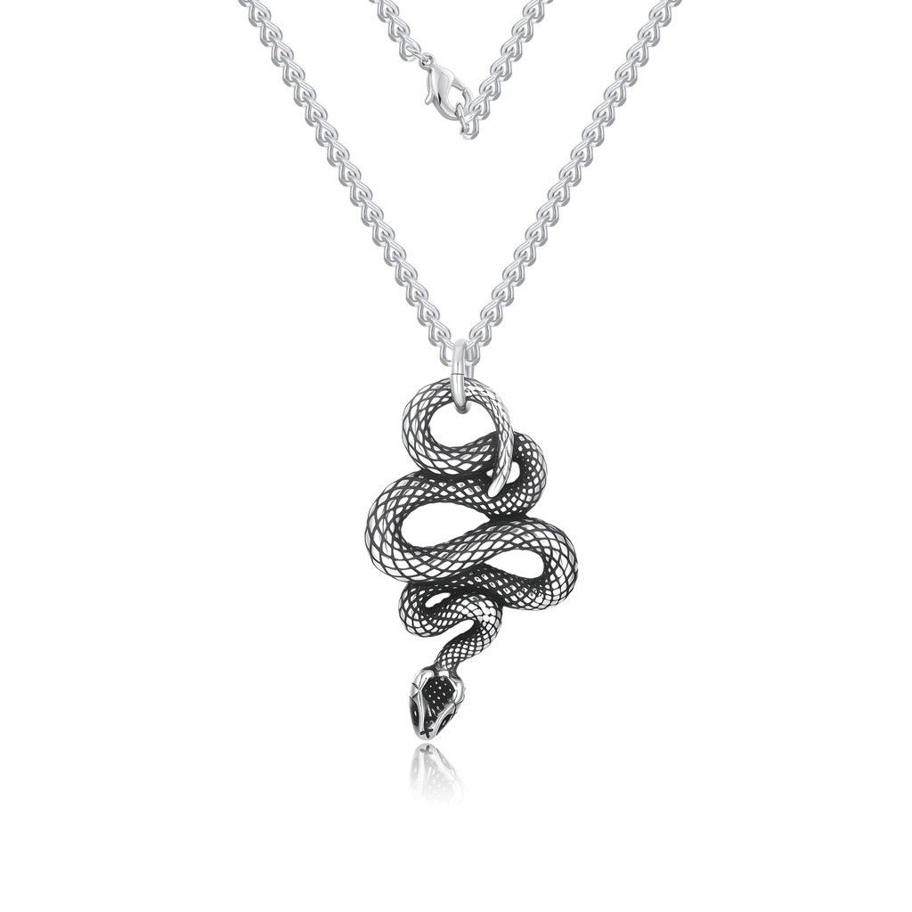 Stainless Steel Snake Pendant Necklace with Bold Gothic Style